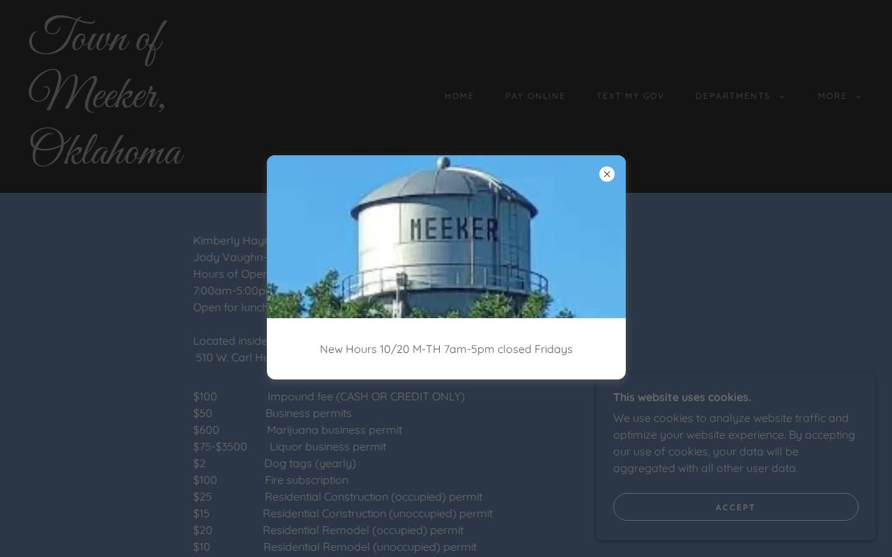 Meeker court clerk hours and payment information