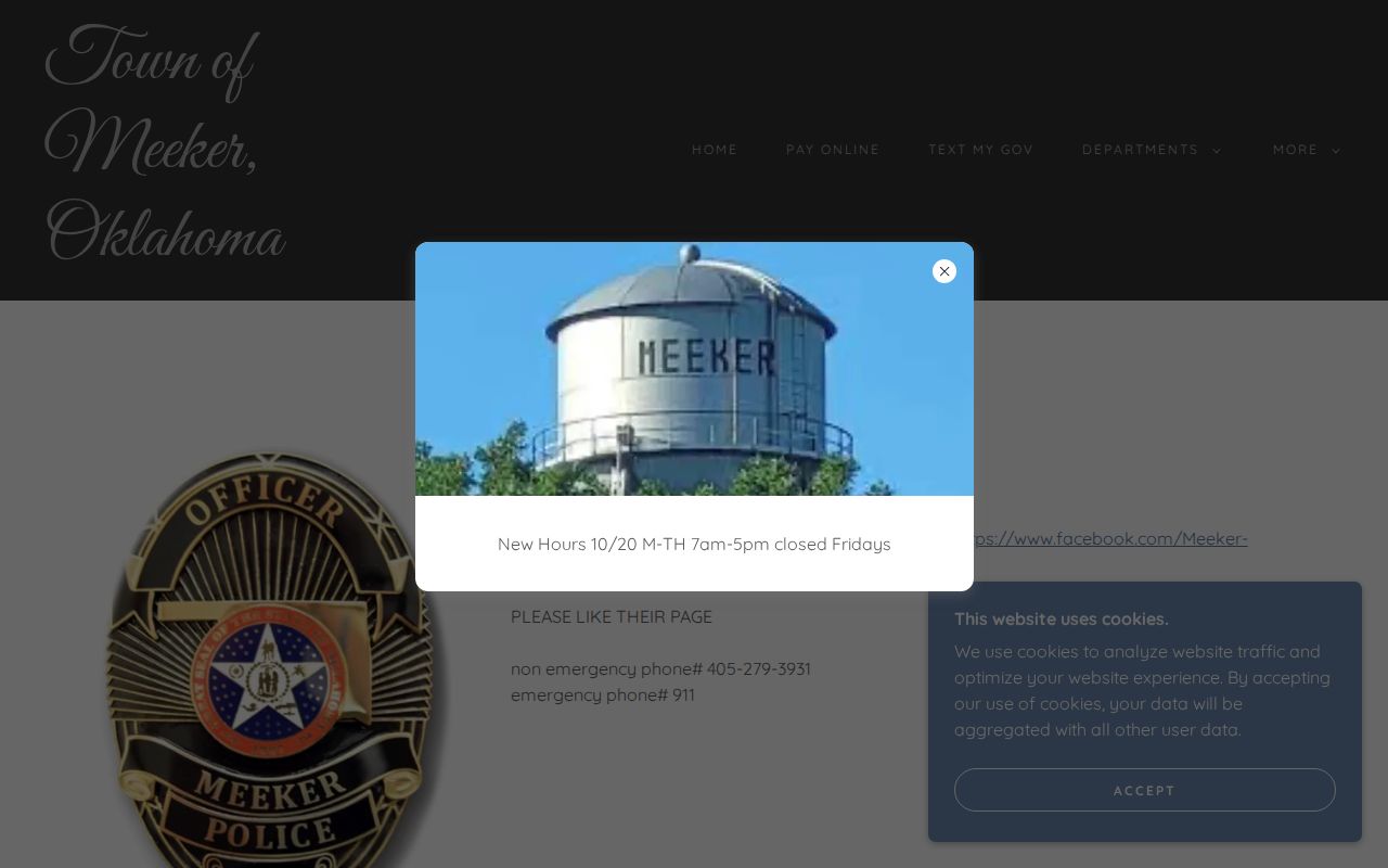 Meeker Police official contact block